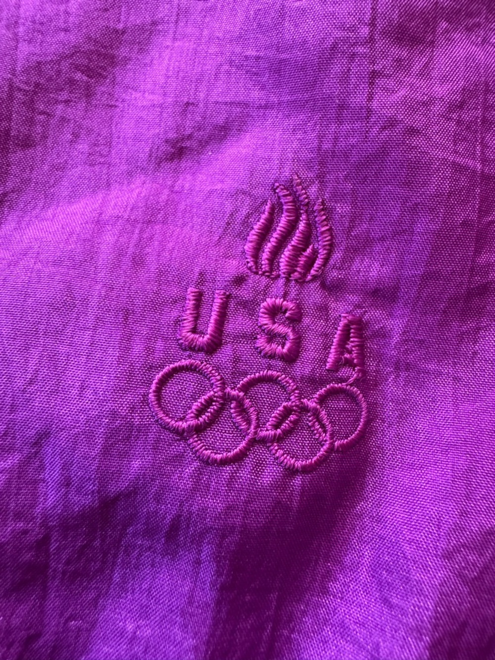 Vintage USA Olympics Windbreaker Jacket Adult Medium Purple Black Colorblock 90s - Picture 6 of 6